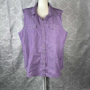 Women's Pearl Snap Bit & Bridle Purple Vest Size 2X